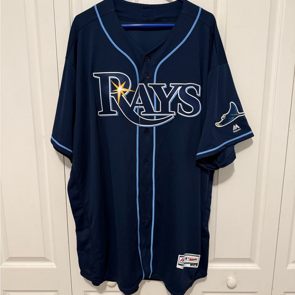 Majestic Flex Base Navy Tampa Bay Rays Baseball Jersey Size 60